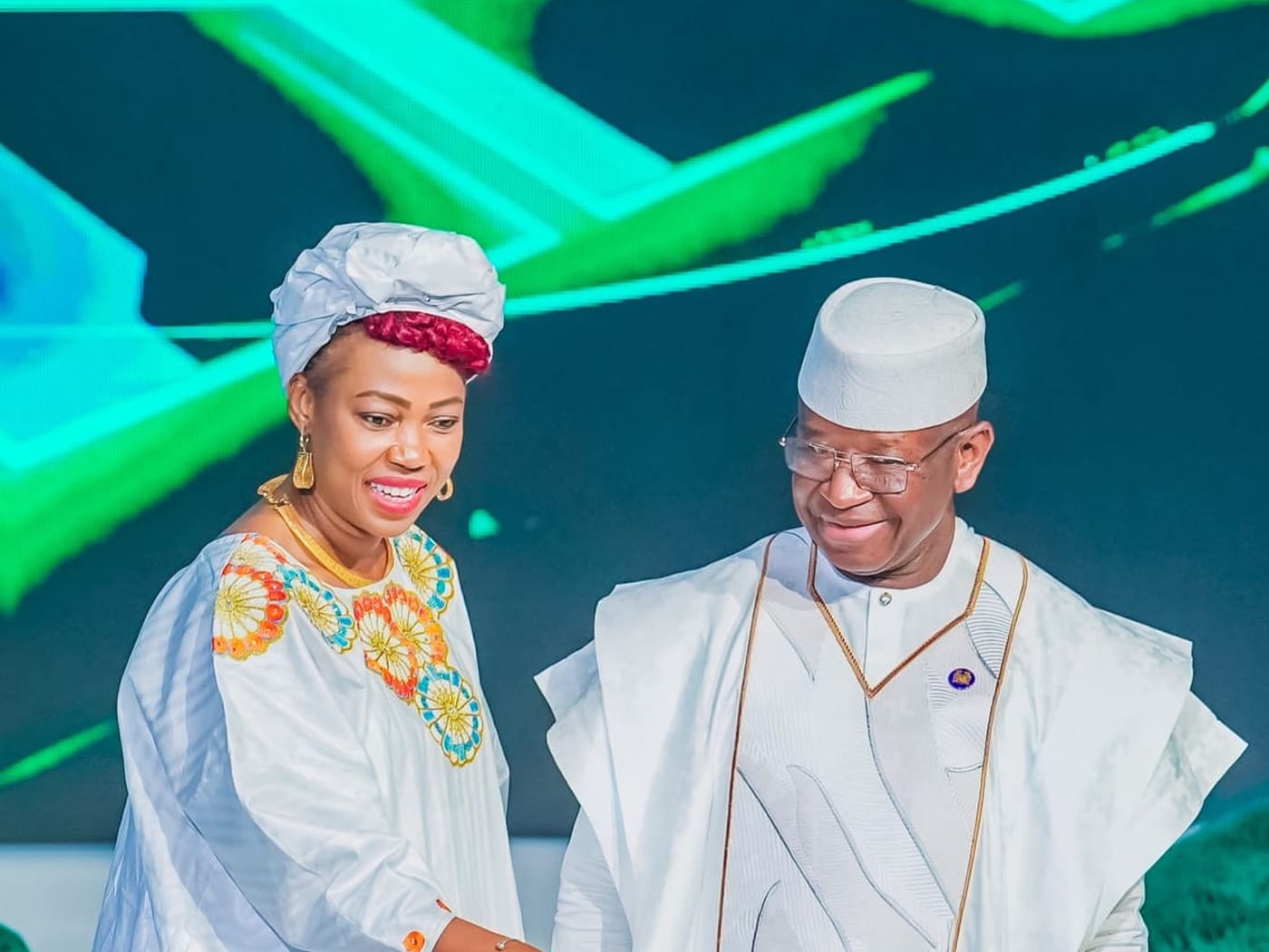 Guests in white agbada at the second Julius Maada Bio Leadership Colloquium in Freetown, Sierra Leone.
